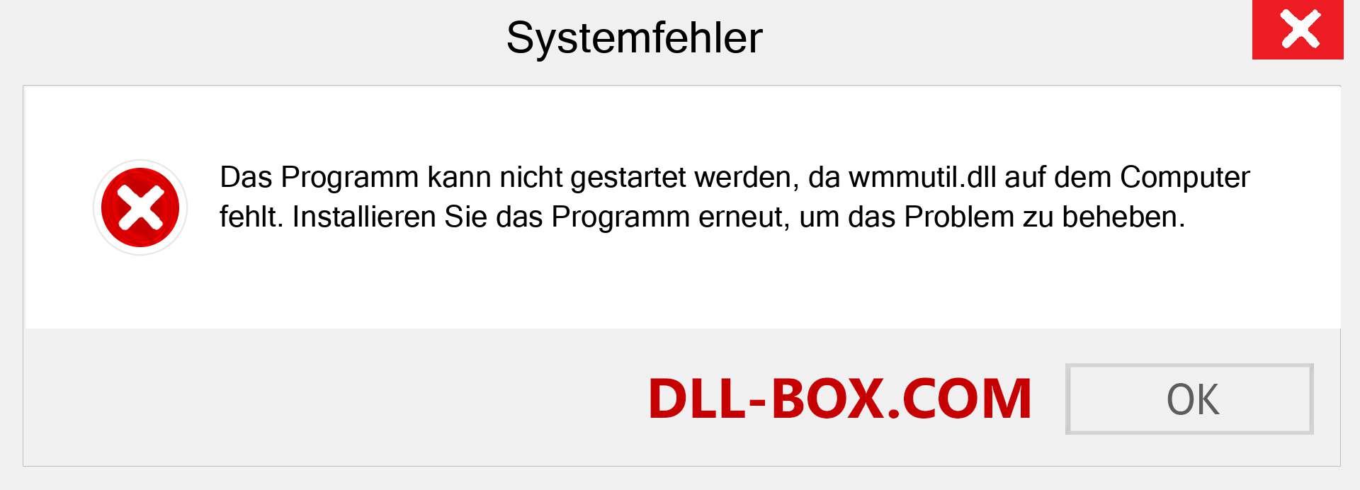 wmmutil.dll-Datei fehlt?. Download für Windows 7, 8, 10 - Fix wmmutil dll Missing Error unter Windows, Fotos, Bildern